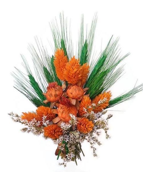 Kis méretű koszorú rátét narancs fénymaggal