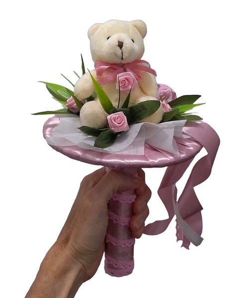 Ballagási csokor maci figurával