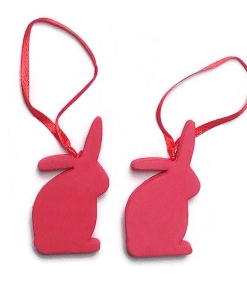 Nyúl akasztós - gumi/piros