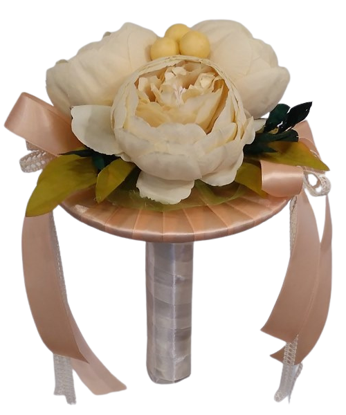 Ballagási csokor paeoniával - világos barack