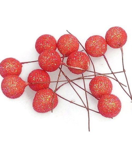 Glitteres drótos bogyó - korall