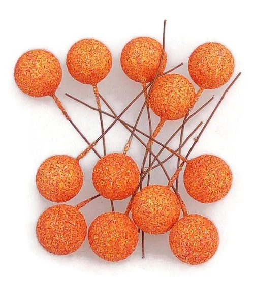 Glitteres drótos bogyó - narancs