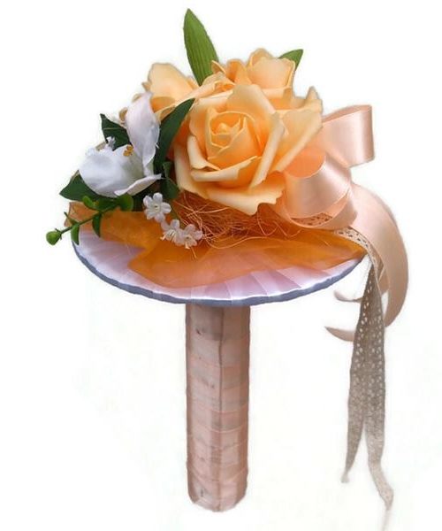 Ballagási csokor selyemvirággal - barack