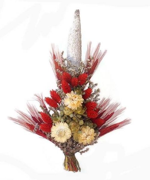 Nagy méretű koszorú rátét piros fénymaggal