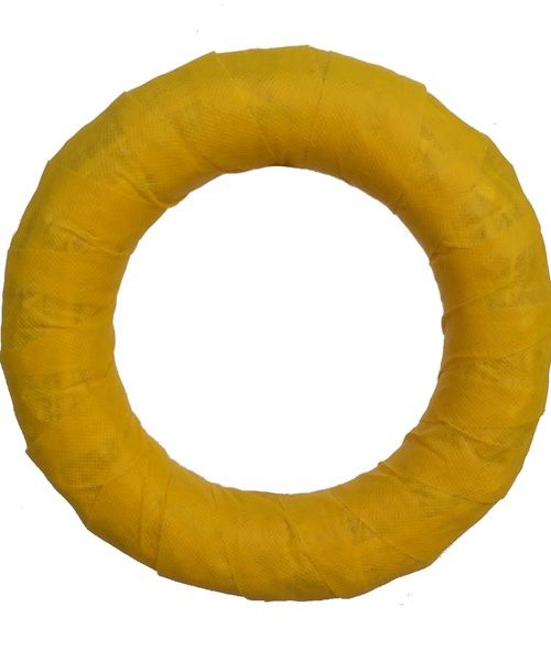 Vetex anyaggal bevont koszorúalap – sárga (20 cm)