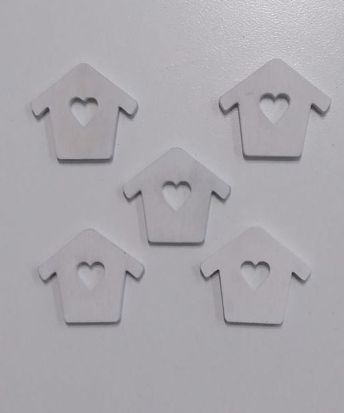 Áttört szív mintás házikó fehér 2,5cm 5db-os