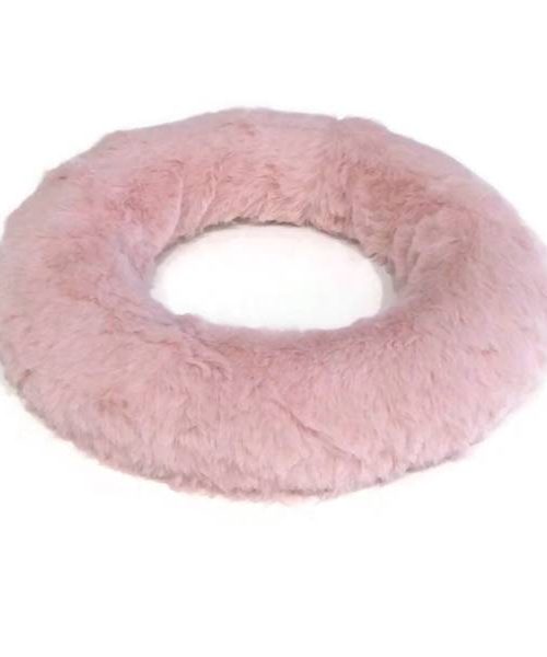 Műszőrmés koszorúalap – rózsaszín 25 cm-es