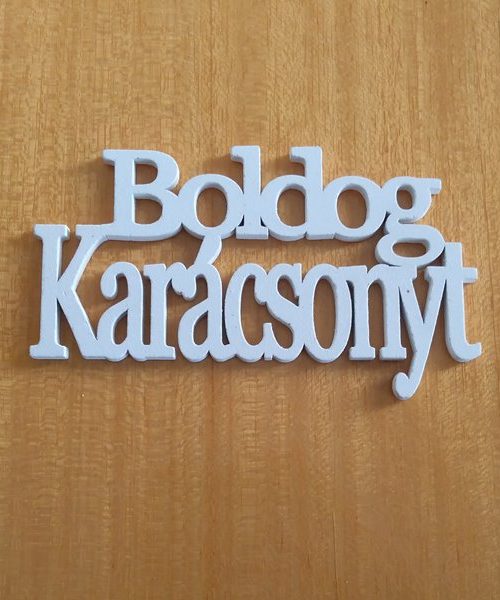 Boldog karácsonyt fa felirat fehér 14 cm