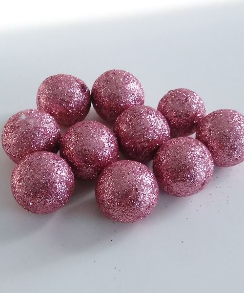 Glitteres hungarocell golyó pink 2cm