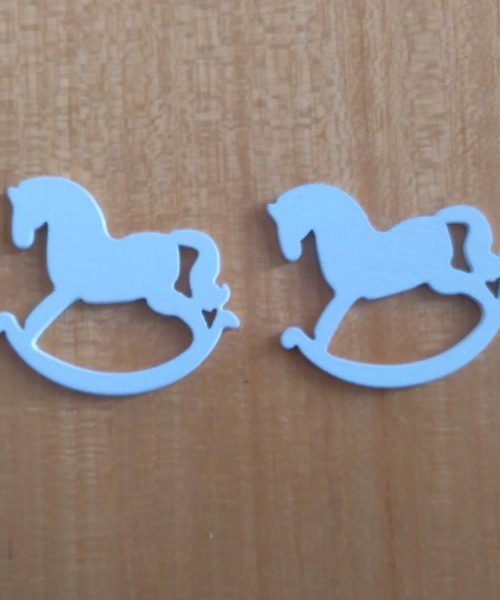 Fehér fa hintaló 5 cm