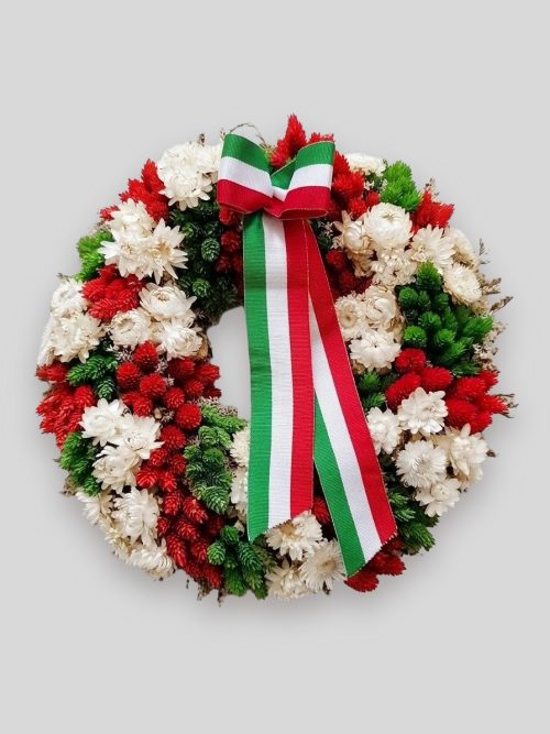 Nemzeti színű szárazvirág koszorú