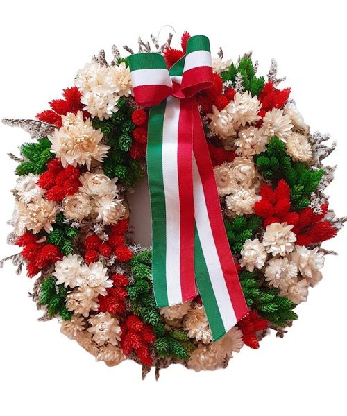 Nemzeti színű szárazvirág koszorú