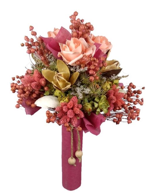 Romantikus szárazvirág csokor (rózsaszín)