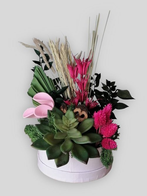 Asztaldísz kövirózsával