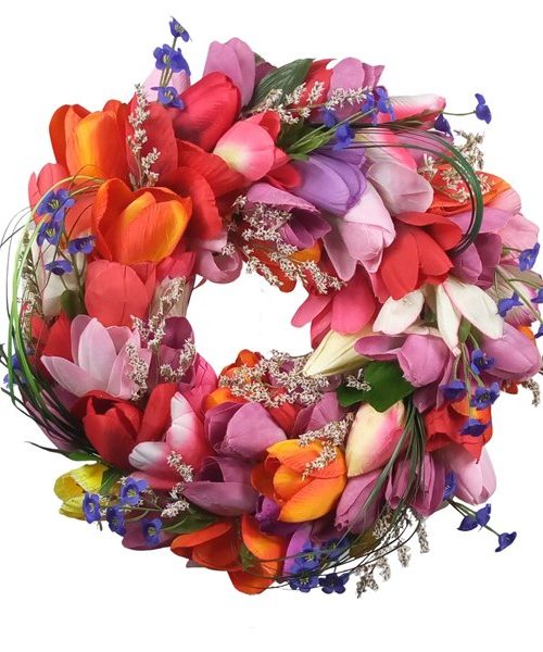 Tulipános tavaszi koszorú