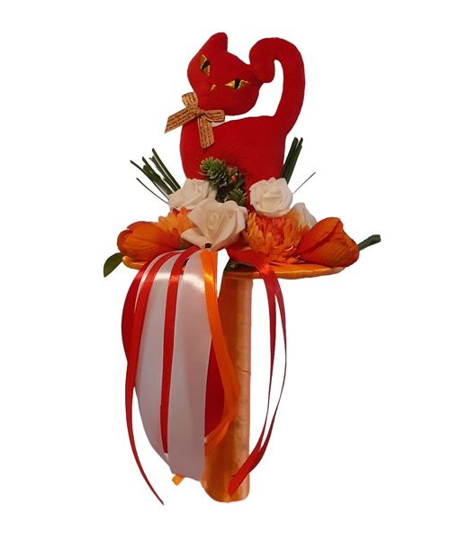 Ballagási csokor piros cicával